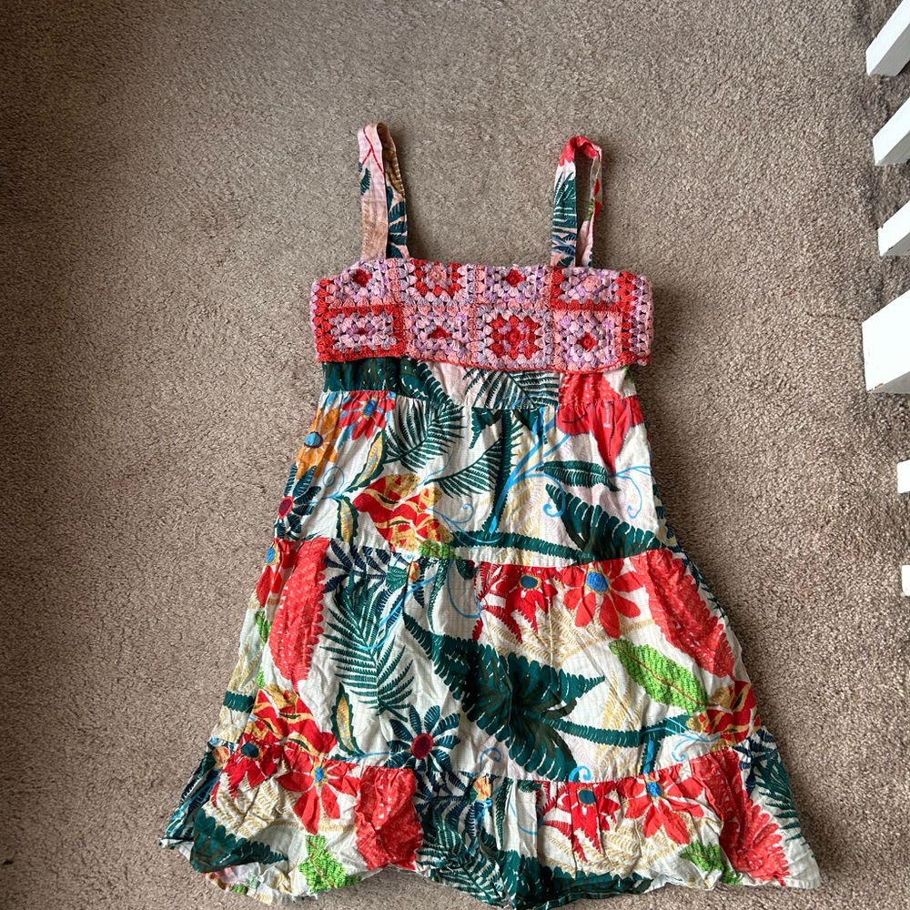 Anthropology Women’s Floral Dress with Red and Green Accents